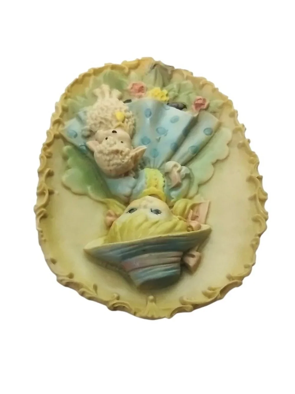 Vintage Little Bo Peep Composite 3D Molded Plaque Decor Kitsch Nursery Rhyme